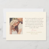 Elfenbeinrosa und Goldflorale Boho Wedding-Foto Dankeskarte (Rückseite)