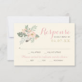 Elfenbeinrosa und Goldflorale Boho Wedding RSVP Karte (Vorderseite)