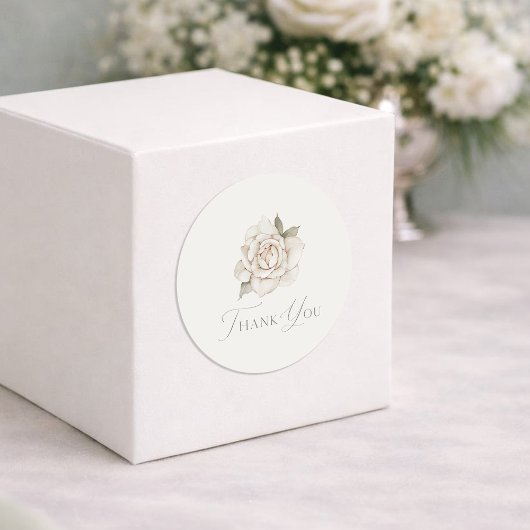 Elfenbeinrose „Dankeschön“ Hochzeit Runder Aufkleber