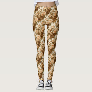 Elfenbeinrosen und Messingzahnräder Steampunk Leggings