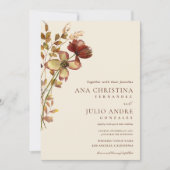 Elfenbeinrost Wildblume Herbst Website Hochzeit Einladung (Vorderseite)