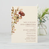 Elfenbeinrost Wildblume Herbst Website Hochzeit Einladung (Stehend Vorderseite)