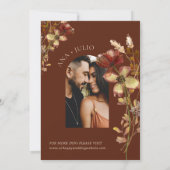 Elfenbeinrost Wildblume Herbst Website Hochzeit Einladung (Rückseite)