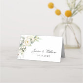 Elfenbeinrot Blumengrün Hochzeitstisch Platzkarte (Rückseite)