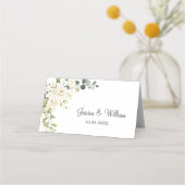 Elfenbeinrot Blumengrün Hochzeitstisch Platzkarte (Rückseite)