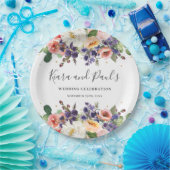 Elfenbeinrot Lila Pfirsich Blumengrün Hochzeit Pappteller (Party)