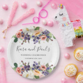 Elfenbeinrot Lila Pfirsich Blumengrün Hochzeit Pappteller (Party)