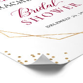 Elfenbeinrot Poinsettia Gold Frame Brautparty-Zeic Poster (Ecke)