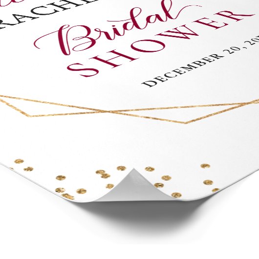 Elfenbeinrot Poinsettia Gold Frame Brautparty-Zeic Poster (Ecke)