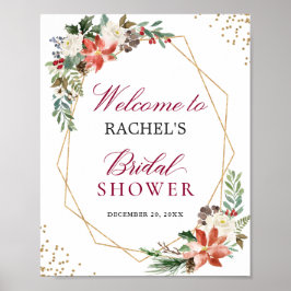 Elfenbeinrot Poinsettia Gold Frame Brautparty-Zeic Poster
