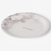 Elfenbeinrot Rosa Blatt Papier Pappteller (Schrägansicht)