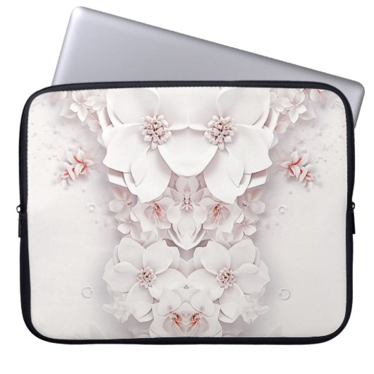 Elfenbeinrot Rosa Blumenschlacke Laptopschutzhülle (Vorderseite)