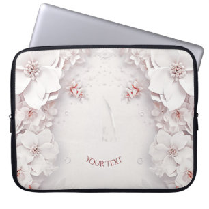 Elfenbeinrot Rosa Blumenschlacke Laptopschutzhülle
