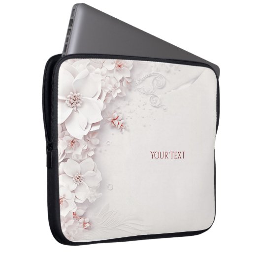 Elfenbeinrot Rosa Blumenschlacke Laptopschutzhülle (Vorne Rechts)