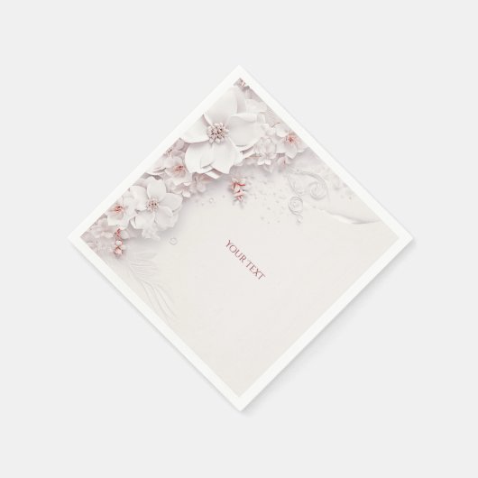 Elfenbeinrot Rosa Blumenzapkins Serviette (Ecke)