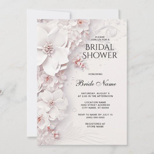 Elfenbeinrot Rosa Brautparty Einladung (Vorderseite)