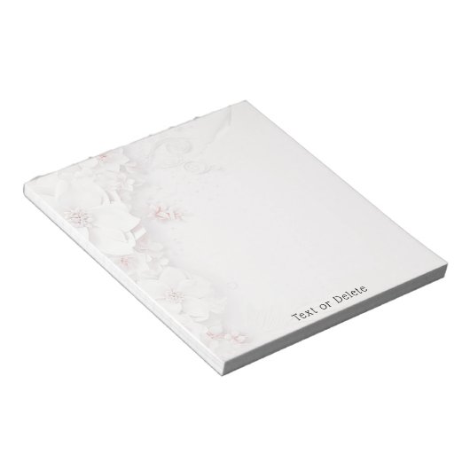 Elfenbeinrot, rosa, floraler Notepad Notizblock (angewinkelt)