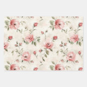 Elfenbeinrot Roses Roses Bloral Geschenkpapier Set (Vorderseite 3)