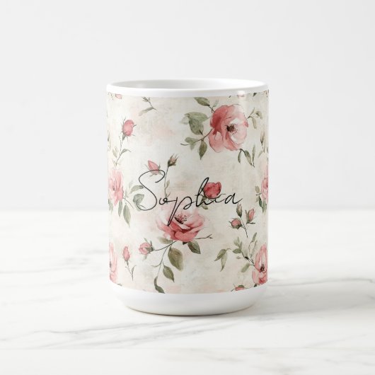Elfenbeinrot Roses Roses Bloral Kaffeetasse (Mittel)