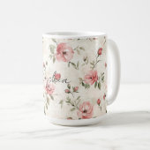 Elfenbeinrot Roses Roses Bloral Kaffeetasse (VorderseiteRechts)