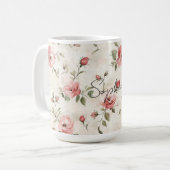 Elfenbeinrot Roses Roses Bloral Kaffeetasse (Vorderseite Links)