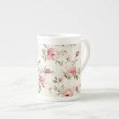 Elfenbeinrot Roses Roses Bloral Porzellantasse (Vorderseite Rechts)