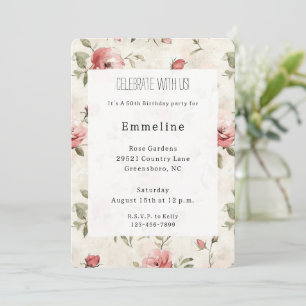 Elfenbeinrot Roses Roses Blumenrosen Geburtstag Einladung