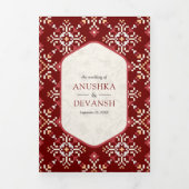 Elfenbeinroter Grenzübergang in einer indischen Ho Dreifach Gefaltete Einladung (Cover)