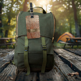 Elfenbeinrotes Reptilleder-Kupfermetall-Monogramm Gepäckanhänger