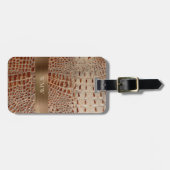 Elfenbeinrotes Reptilleder-Kupfermetall-Monogramm Gepäckanhänger (Vorderseite horizontal)