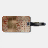 Elfenbeinrotes Reptilleder-Kupfermetall-Monogramm Gepäckanhänger (Rückseite horizontal)