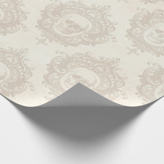 Elfenbeinschädel Damask Gemustert Geschenkpapier (Ecke)