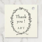 Elfenbeinschicke Hochzeit rustikaler Kranz Geschenkanhänger (Rückseite)