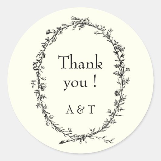 Elfenbeinschicke Hochzeit rustikaler Kranz Runder Aufkleber (Vorderseite)