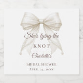 Elfenbeinschleife Perlen Junggesellinnenabschied Schaumweinetikett (Einzelnes Label)