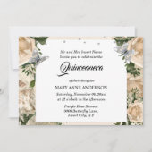 Elfenbeinschmetterling Elegante Rose Quinceanera Einladung (Vorderseite)