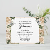 Elfenbeinschmetterling Elegante Rose Quinceanera Einladung (Stehend Vorderseite)