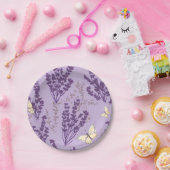 Elfenbeinschmetterlinge und Lavendel-Blume Pappteller (Party)