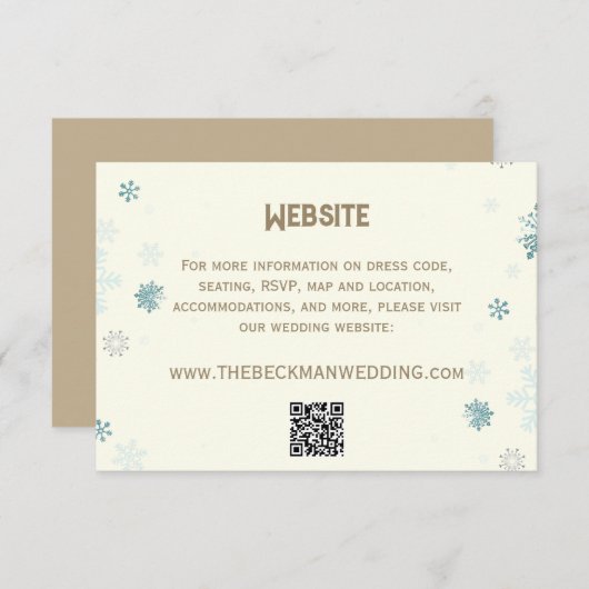 Elfenbeinschneeflocken Details Winterwunder Hochze Begleitkarte (Vorne/Hinten)