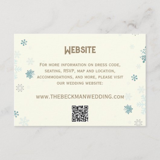 Elfenbeinschneeflocken Details Winterwunder Hochze Begleitkarte (Vorderseite)