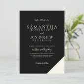 Elfenbeinschwarz-elegante Typografie Hochzeit Einladung (Stehend Vorderseite)