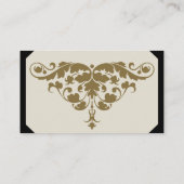 Elfenbeinschwarz- und Golddamasken-Hochzeitssehen- Platzkarte (Rückseite)