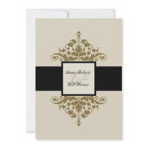 Elfenbeinschwarz und Goldene Damaskade - Einladung