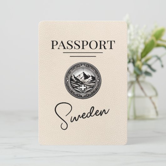 Elfenbeinschwedischer Pass Save the Date (Stehend Vorderseite)