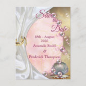 Elfenbeinseide, Goldeln und Perlen und Marmor Ankündigungspostkarte (Vorderseite)