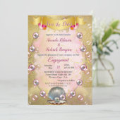 Elfenbeinseide, Goldeln und Perlen und Marmor Einladung (Stehend Vorderseite)