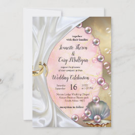 Elfenbeinseide, Goldeln und Perlen und Marmor Einladung