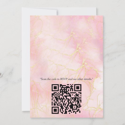 Elfenbeinseide, Goldeln und Perlen und Marmor Einladung (Rückseite)