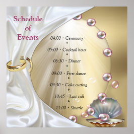 Elfenbeinseide, Goldeln und Perlen und Marmor Poster