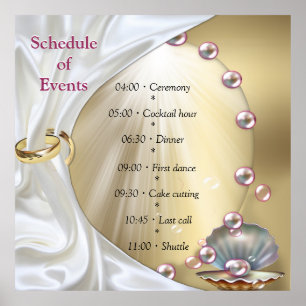 Elfenbeinseide, Goldeln und Perlen und Marmor Poster